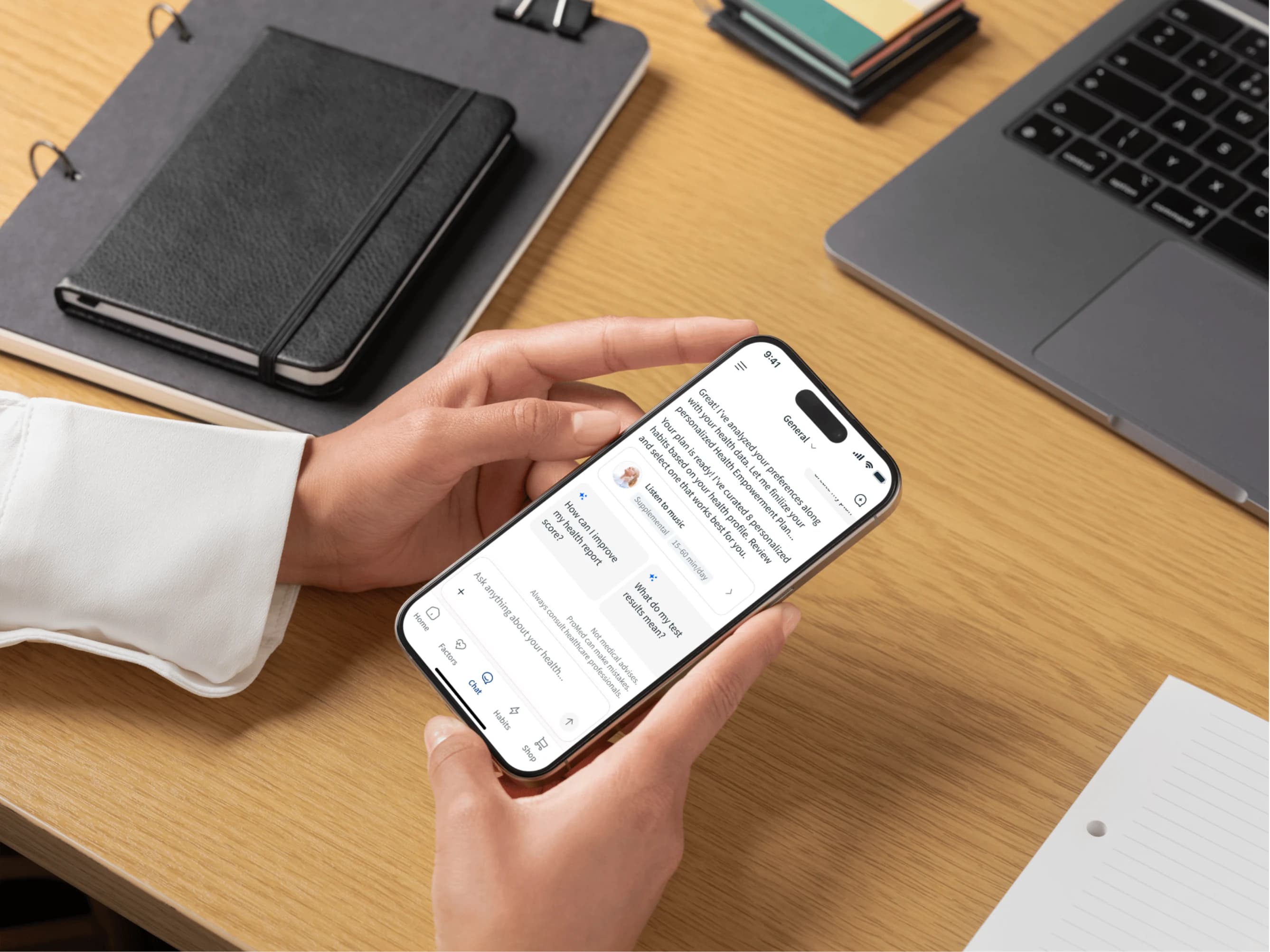 Ask the AI health assistant to set up your personal habits for you